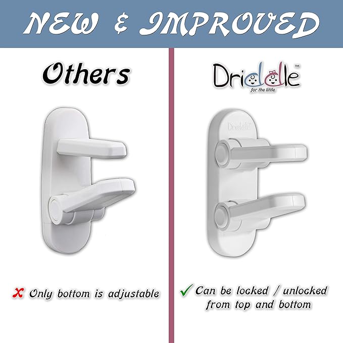 2 Pack - Door Lever Baby Safety Lock - Baby Proofing - Prevent Little Kids from Opening Doors with A Child Proof Door Handle Lock - 3M Adhesive - Driddle