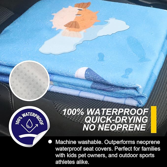 LoyaGour Back Seat Cover for Car Trucks Van SUV,Waterproof Rear Bench Towel Seat Covers for Dogs and Kids,Automotive Backseat Protector (Seaworld)