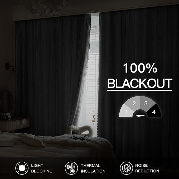 XiDi White Blackout Curtains with Sheer Overlay for Bedroom 84 Inches Long Mix & Match Double Layer Curtains Thermal Insulated Window Treatment White Drapes for Living Room 2 Panels Grommet Top 52x84