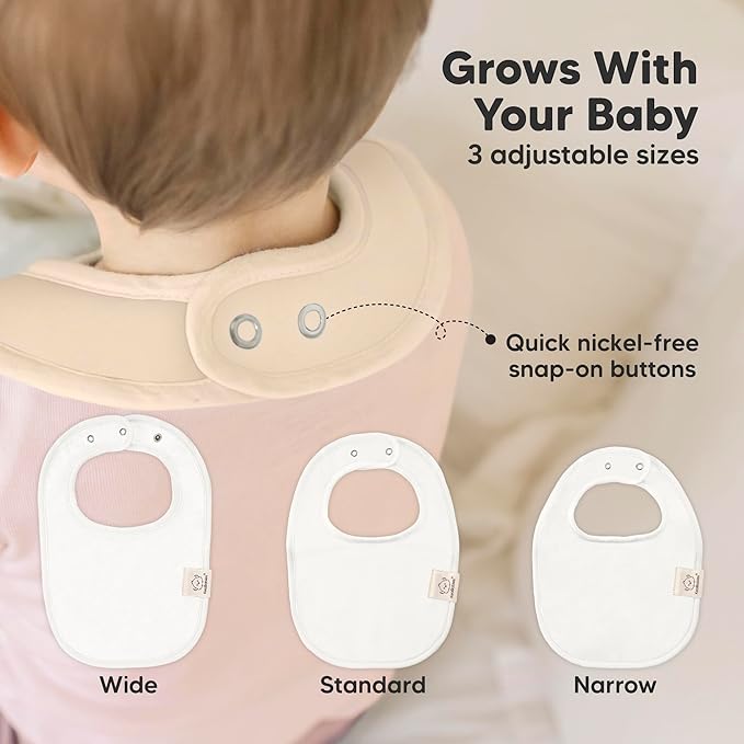 8-Pack Organic Baby Bibs for Boys, Girls - Soft Cotton Drooling and Teething Bibs for Baby Girl & Boy, Extra Absorbent, Easy to Clean & Put On for Toddler, Newborn, Infant 0-24 Months (Pure)