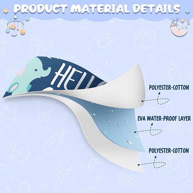 2ooya 7Pcs Cotton Waterproof Baby Bibs Hook Loop Closure Newborn Bib Keepsake Baby Gift for Drooling Feeding Eating