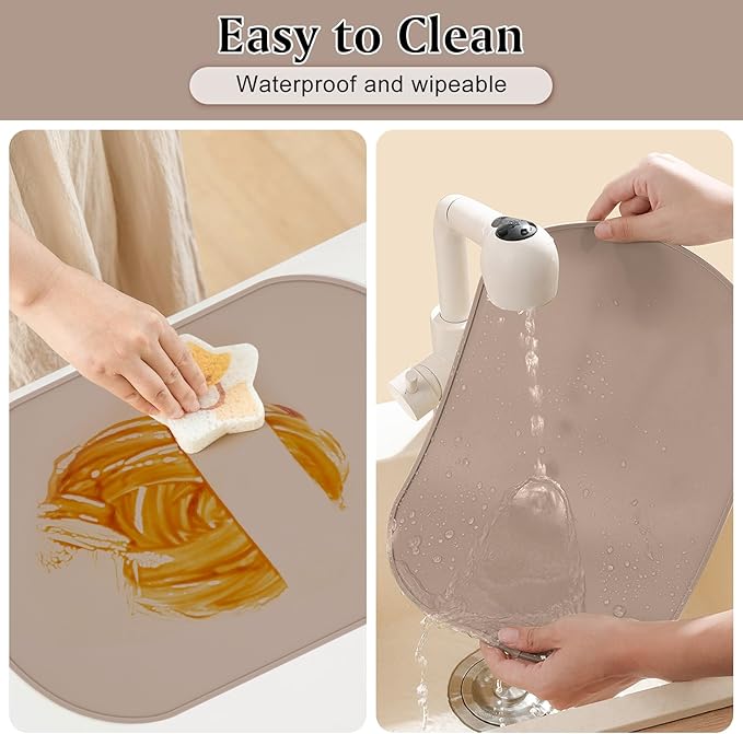 yuuzue Silicone Placemat Set of 2, Heat Resistant Placemats for Dinning Table, Reusable Portable Kids Baby Placemats, Waterproof Stain-Proof Toddler Food Mats, Easy to Clean Silicone Mat Oval Placemat