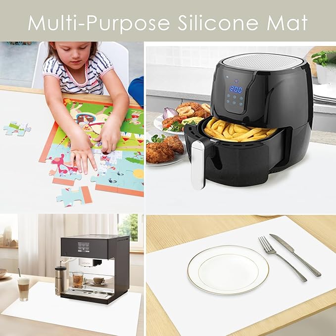 Extra Large Silicone Mats, Food-Grade Kids Silicone Placemats Silicone Mats for Kitchen Counter Heat Resistant Mat, Non Stick Silicone Mat for Craft Pastry Baking, 27.6'' x 19.7''Translucent White