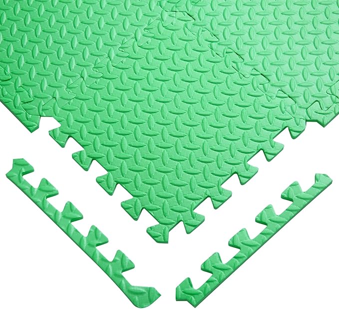 Coolcandy Baby Foam Play Mat 16Pcs with Edge Strips, 4 Colors Interlocking Floor Tiles, 0.4″ Thickened Non-Slip Puzzle Floor Mat for Infants Toddlers Playroom & Daycare