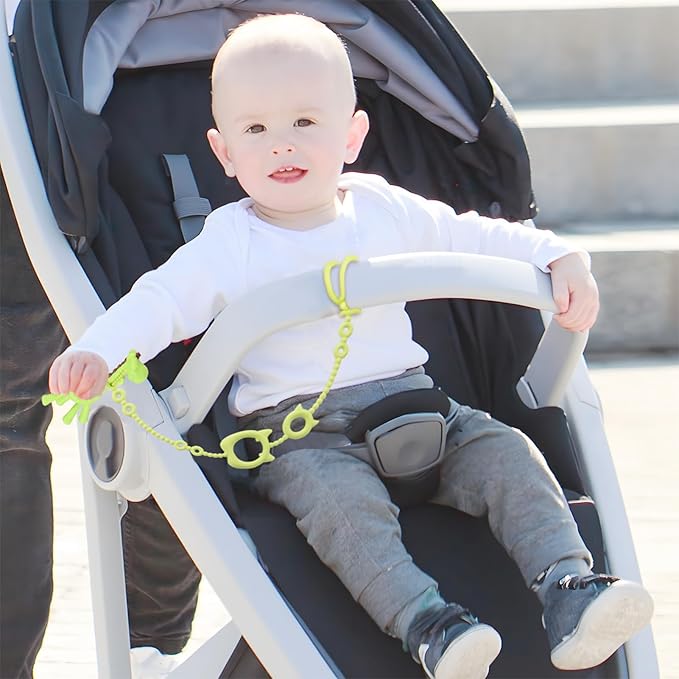 Pacifier Clips & Toy Straps 2-in-1 Combo: 10 Pack with Locking Clips | Extra Long Tethers for Stroller/Car Seat Toys + Short Leashes for Baby Pacifiers & Teethers | BPA Free Silicone (Multicolor 1)