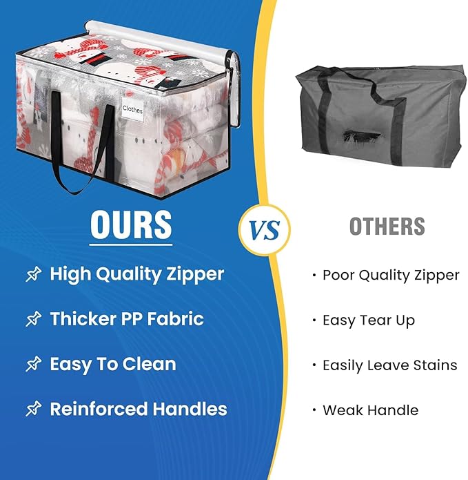 Clear Heavy Duty Extra Large Moving Bags, Reinforced Handle and Double Zipper, Storage Bags Alternative to Moving Box (2 Packs)