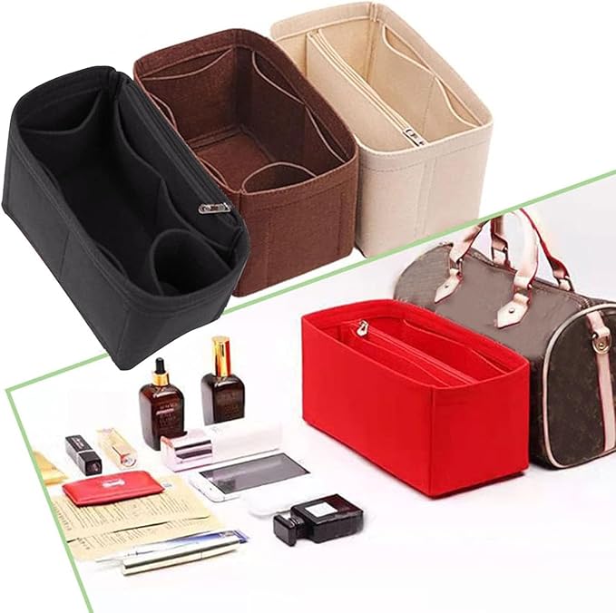 Lckaey Purse Insertsfor Speedy 20 Organizer Insert, for monogram bag, HandBag protective insert Tote Bag and hand bag protector, organizer insert 1083Khaki-S