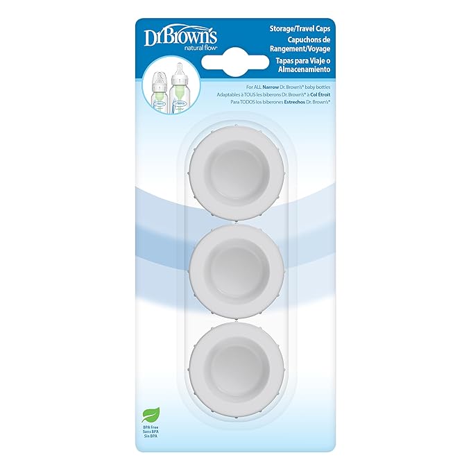 Dr. Brown's Narrow Storage/Travel Caps for Anti-Colic Options+ Baby Bottles, fits 8 oz/250 mL and 4 oz/120mL, BPA-Free, 3 Count (Pack of 12)