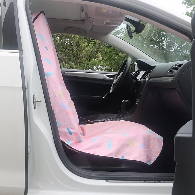 LoyaGour Car Seat Cover Protector Front Seats,for Gym Workout,Running,Swimming,Beach and Hiking,Waterproof Sweat Towel Bucket Seat Covers for Cars SUV Trucks (Pink Marbling, 2Pcs)