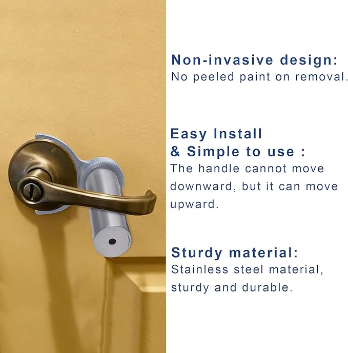 Pet Proof Door Lever Lock, Door Handle Lock Child Safety, No Adhesive Baby Proofing Door Handle Lever for Toddlers Cats Dogs (Grey)