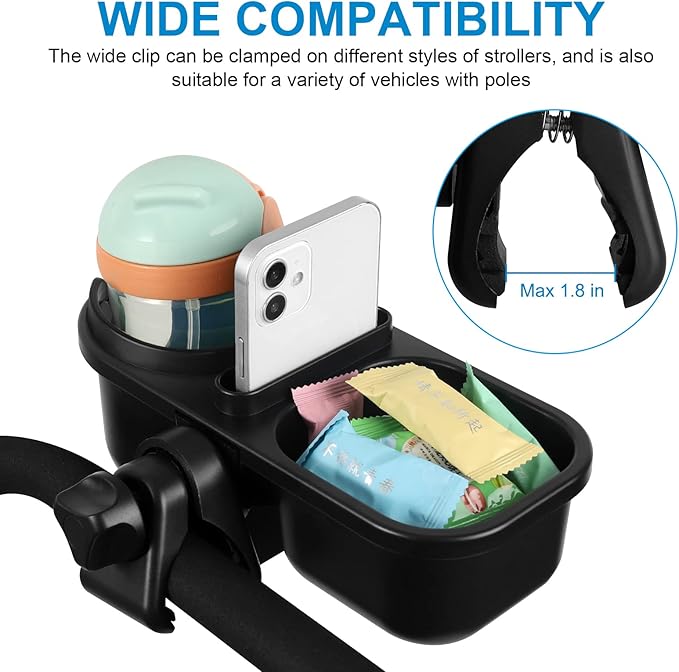 Accmor Stroller Cup Holder with Tray, Universal Cup Holder Tray for Uppababy Nuna Doona Strollers, Bottle Drinks Holder for Stroller, Wheelchair, Walker