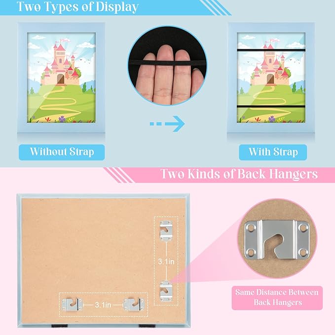 [2-Pack] Kids Art Frames, 8.5x11 Front Opening Kids Artwork Frames Changeable, Light Lake Blue Artwork Display Storage Frame for Wall, Holds 50 Pcs, for 3D Picture, Crafts, Children Drawing, Hanging