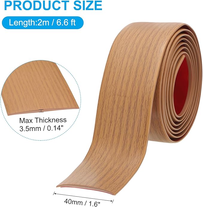 PATIKIL Self Adhesive Floor Transition Strip 1.6 in x 6.6 Ft, Vinyl Laminate Floor Flat Divider for Joining Floor Gaps Doorways Carpet Cover Floor Tiles Yellow Oak