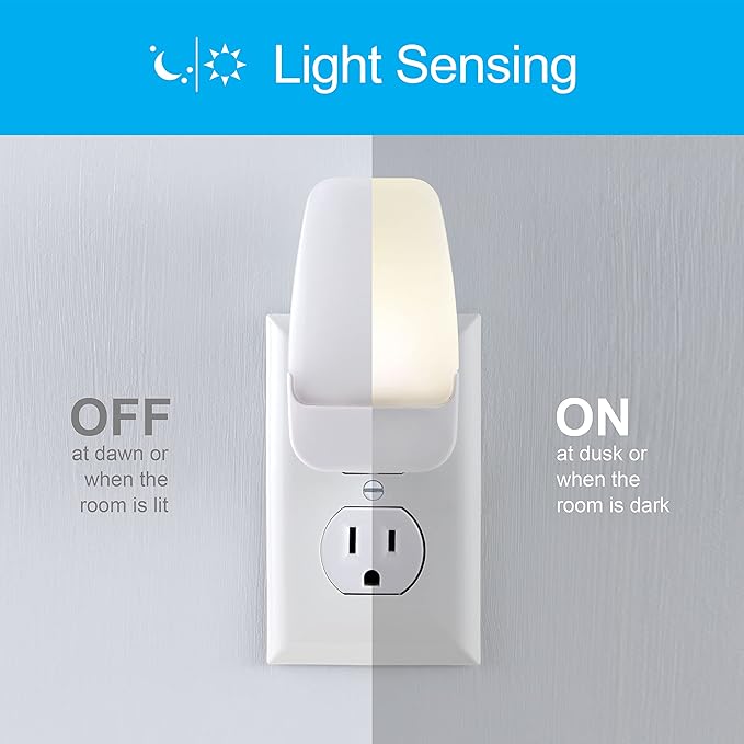 GE LED Night Light, Plug-in, Dusk to Dawn Sensor, Warm White, Ambient Lighting, Ideal for Kids and Adults Bedroom, Bathroom, Nursery, Hallway, Kitchen, 46882, 4 Pack