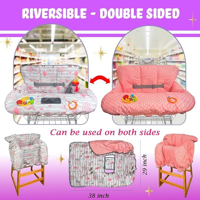 Shopping Cart Cover for Baby and Toddler, Waterproof Grocery Cart and High Chair Cover, Soft Padded Cart Cover for Babies, Universal Fit for Costco, Target and Restaurant High Chairs