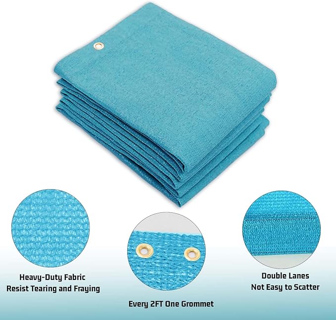 SUNNY GUARD Shade Cloth Custom Size 3x6 FT Sun Shade Screen Fabric Shade Cover Tarp with Grommets for Pergola Backyard Garden, Turquoise(We Customized)