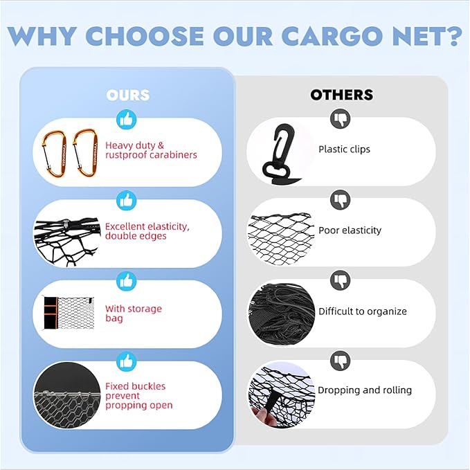 Envelope Style Truck Bed Cargo Net Compatible with 2013-2024 Chevy Silverado 1500 & GMC Sierra 1500,Highly Elastic Truck Cargo Net for Silverado and Sierra 1500 Accessories (Upgraded Storage Bag)