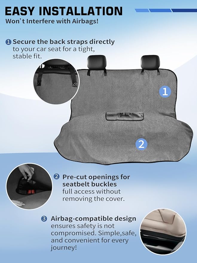 TESFEEL Terry Cloth Car Seat Cover - Waterproof Sweat Proof Towel Seat Protector, Washable Absorbent Seat Towel for Gym/Beach/After Workout, Reusable Part Seat Drape for Cars/Trucks Auto Accessories