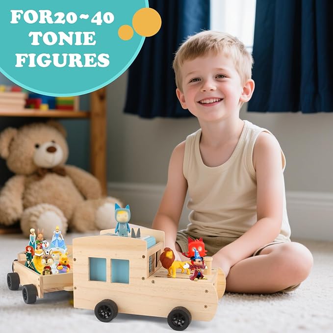 RZYLKA for Tonies Box Organizer Storage Shelf, Magnetic Floating Shelves for Toniebox 1/2 Player Tonies Figures Characters for Children, Display Collection 20~30 Characters - Train