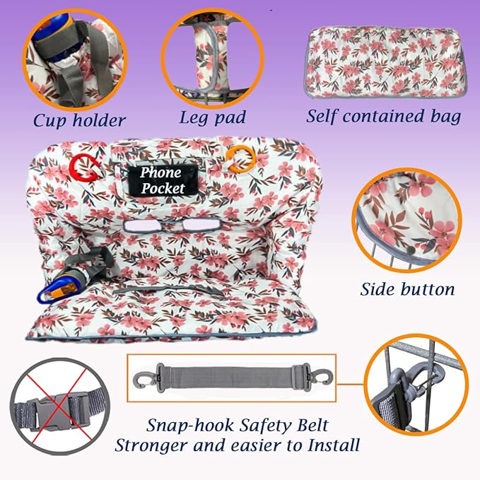 Shopping Cart Cover for Baby and Toddler, Waterproof Grocery Cart and High Chair Cover, Soft Padded Cart Cover for Babies, Universal Fit for Costco, Target and Restaurant High Chairs