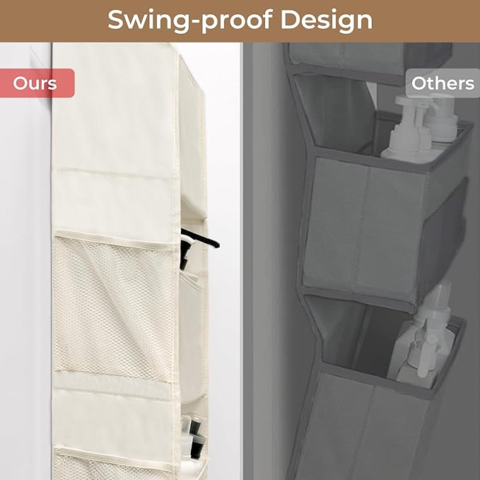 GRANNY SAYS Over The Door Organizer, 6-Shelf Detachable Behind The Door Storage with 8 Pockets, Waterproof Anti Tilt 40lb Large Capacity Hanging Organizer for Nursery, Kids Room, Bedroom, Beige