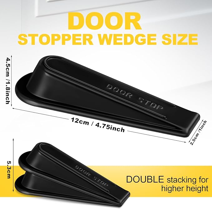 Frienda 24 Pcs Door Stoppers Heavy Duty Door Stop Wedge Rubber Door Stoppers for Door Bottom Carpet Tile Concrete Wooden Floor