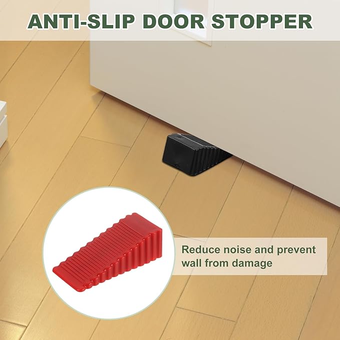 uxcell 4 Pcs Door Stoppers for Bottom of Door, 28mm/1.10 Inch Door Stops, Rubber Door Stopper Wedge Anti Slip, Window Stopper Door Stackable, Red