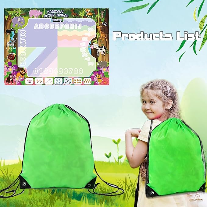 GIFTRRTOY Water Doodle Mat - Magic Water Drawing Mat with Stamps, Roller & Backpack Big Enough Space for 2-3 Kids to Draw Together | No Mess Travel Toy Gift for 3 4 5 6 7 8 Year Old Girls Boys