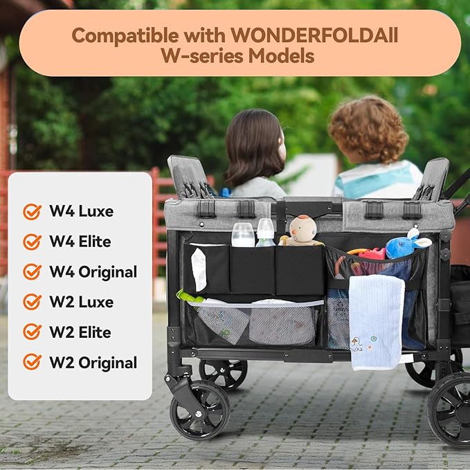 Stroller Wagon Cargo Net, Wagon Accessories Organizer Compatible with WONDERFOLD W-Series Models, Large Capacity Mesh Cargo Storage Bag with Sorting Pockets Compatible with Keenz Wagon