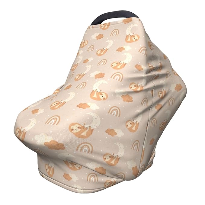 Sloth Car Seat Canopy, Baby Breastfeeding Cover, Multi Use Baby Stroller and Carseat Cover, Boys and Girls Shower Gifts