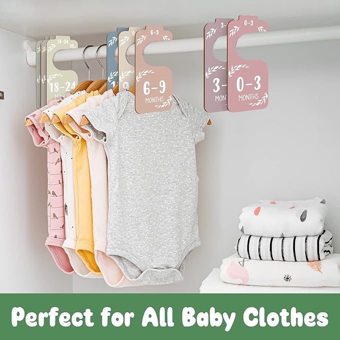 Wooden Baby Closet Dividers for Baby Clothes Organizer,Colorful Baby Closet Organizer For Nursery Decor,Baby Clothes Dividers For Closet Size Hangers for New Mom Dad Parents