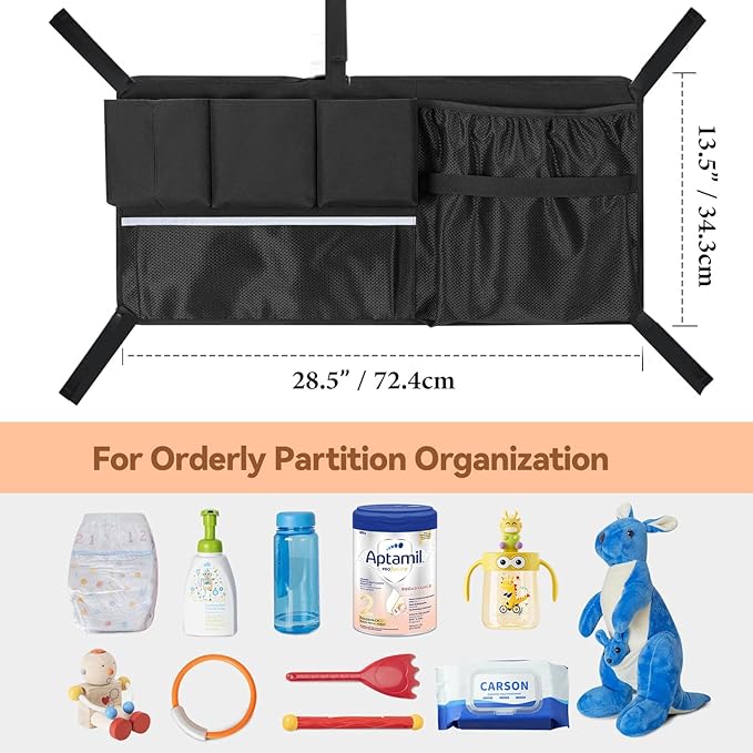 Stroller Wagon Cargo Net, Wagon Accessories Organizer Compatible with WONDERFOLD W-Series Models, Large Capacity Mesh Cargo Storage Bag with Sorting Pockets Compatible with Keenz Wagon