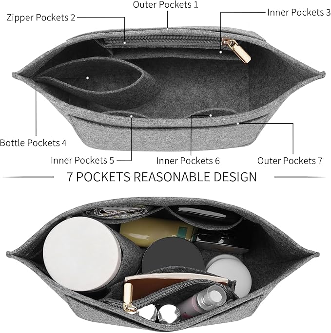Felt Purse Organizer Insert for Longchamp Le Pliage M Handbag Insert (Medium,Gary)