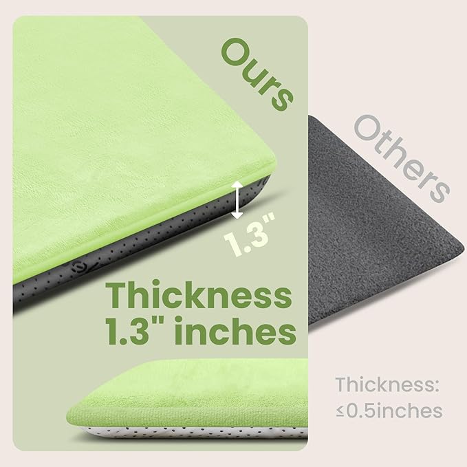 Baby Play Mat for Floor,1.3" Thick Elasti-Foam 50"×50" Playpen Mat for Tummy Time, Soft Coral Velvet for Toddler,Infant,Kids,Non-Slip Backing Safe for Crawling (Sage Green)
