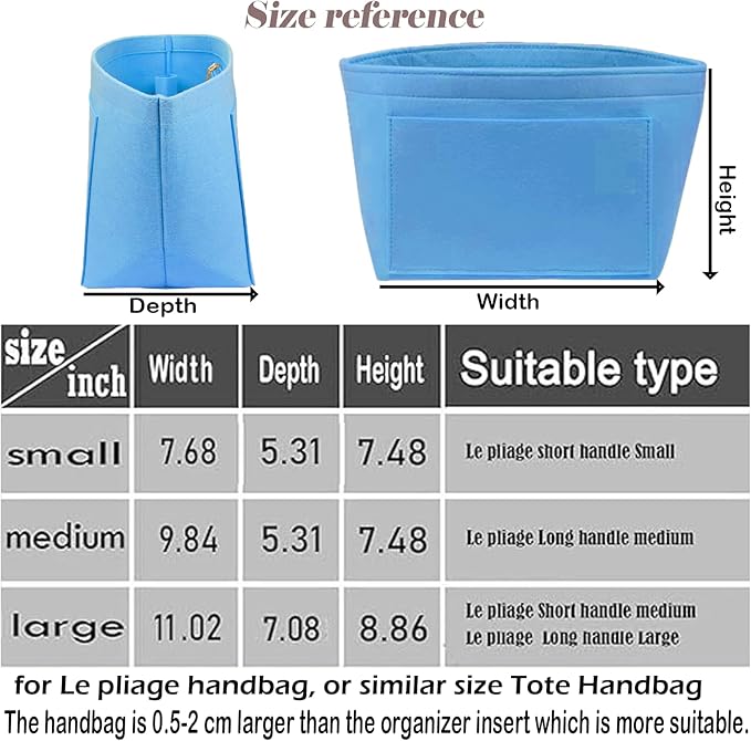 Lckaey Purse Organizer Insert for longchamp le pliage large Handbags Insert Organizer 1012French blue-L