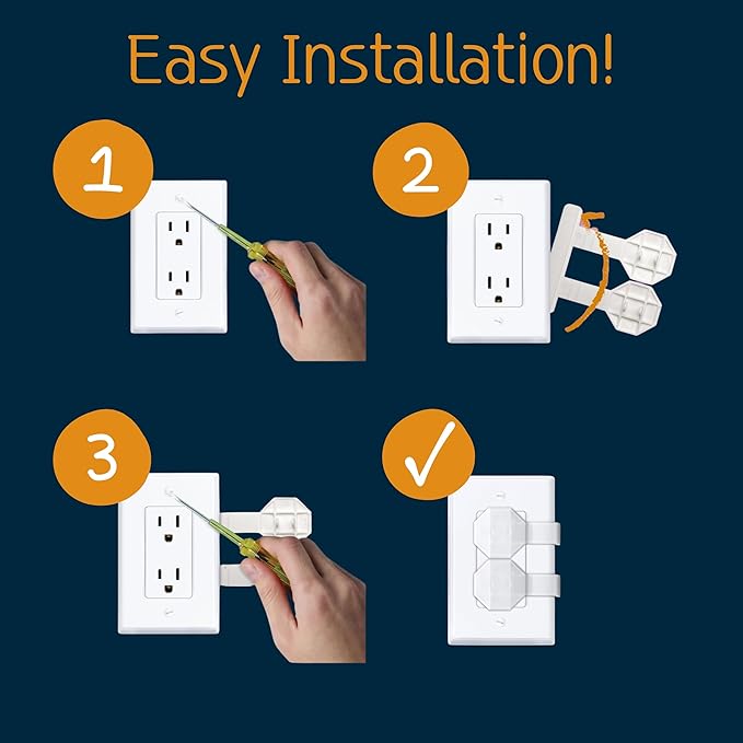 SocketSitter Outlet Covers Baby Proofing (6 Pack) – Always-Connected Child Proof Outlet Plug Covers for Electrical Outlets – Easy Install Baby Outlet Covers, 12-Outlet Coverage