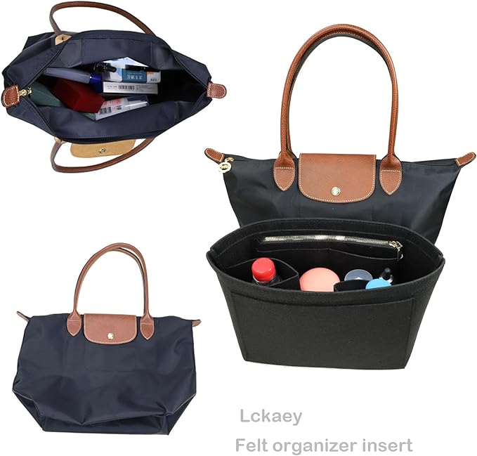 Lckaey Purse Organizer Insert for longchamp Le Pliage Neo(Large) Handbags Insert Organizer 1012BLACK-L