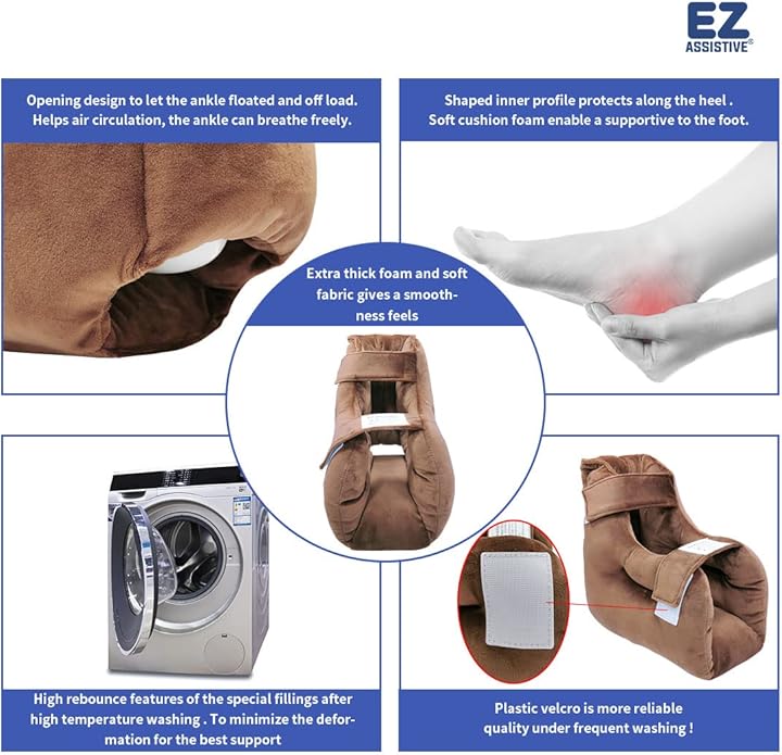 EZ Assistive Heel Protectors Remove Pressure and Bedsores for Healing Therapy of Heel Pressure and Deep Tissue Injury,Heel