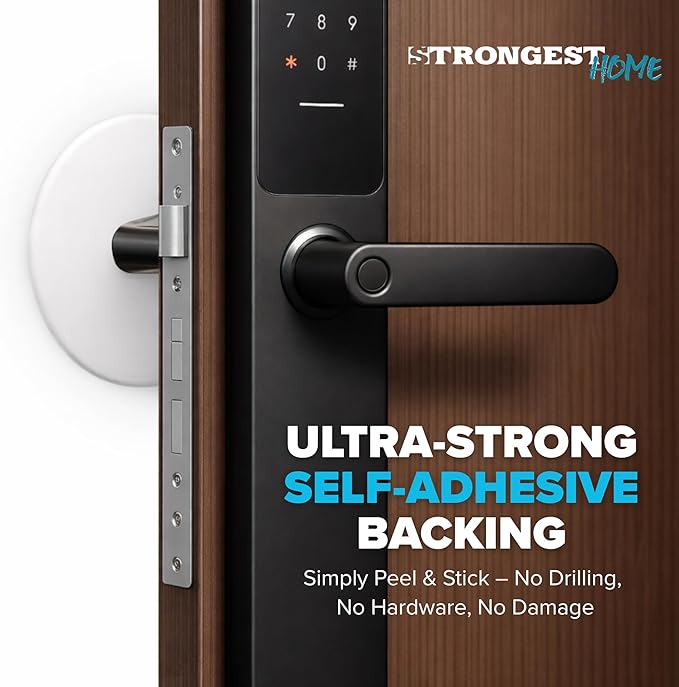 STRONGEST HOME Wall Protector for Door Knobs, 2-Inch - Clear Self-Adhesive Door Stopper Guards - Quiet Rubber Bumpers for Wall Protection, 20-Pack