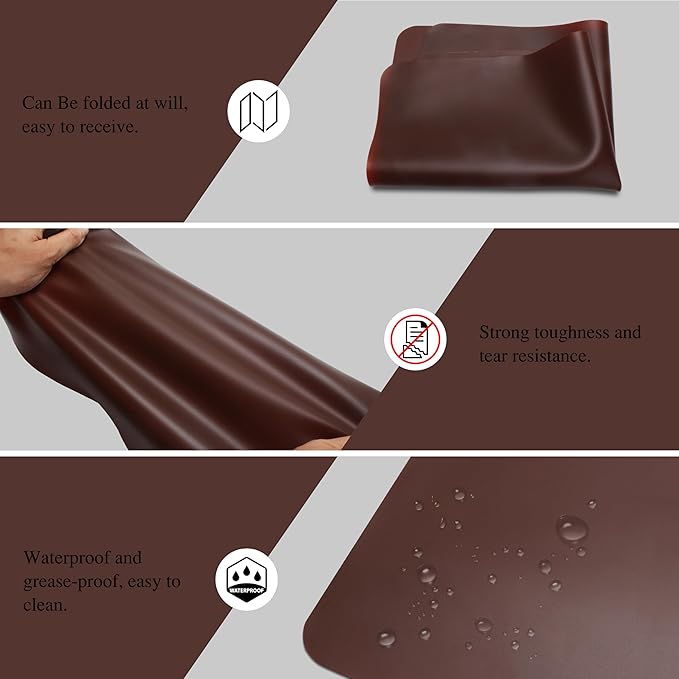 3Pcs 15.7"x 11.8"x 0.03" Brown Silicone Table Mat, Silicone Placemats for Kitchen Counter, Jewelry, Painting