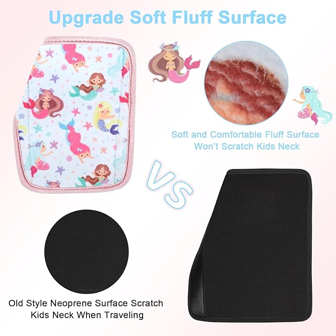 Car Seat Straps Pads for Kids, Ultra Soft Plush Car Seat Strap Covers for Kids, Infant Carseat Shoulder Pad, Hip Support for Car Seats, Pushchair, Baby Stroller. (Mermaid World)