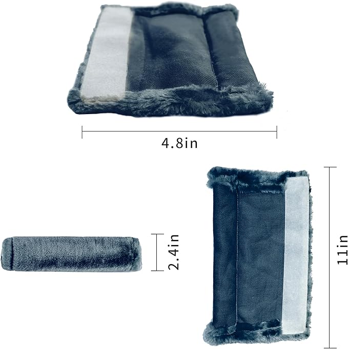 MOONET 2 Packs Car Seatbelt Covers Shoulder Pad for More Comfortable Driving, Universal Seat Belt Cover for Handbag Camera Backpack Straps, Soft Faux Sheepskin Wool Seat Belt Cushion (Dark Blue Grey)