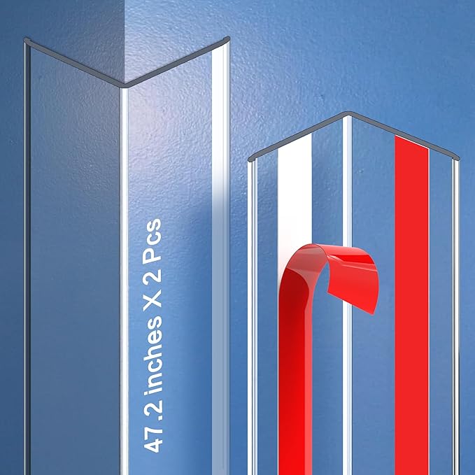 Clear Self-Adhesive Wall Corner Protectors-2 PCS of Corner Guards & Edge Protector for Baby, Furniture, Door, Tables, Cover Sharp Furniture, Easy to Install (3cmx120cm/1.18inx47.2in)