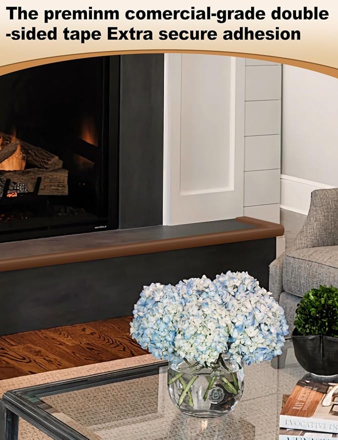 Arinbeb Foam Corner Protector for The Fireplace Hearths Edge and Corner Guard, with Retardant Materials Foam Safety Bumpers Baby Proofing (Coffee)