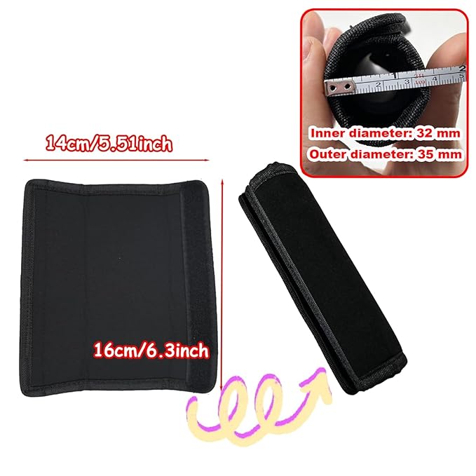 2 Pack 6.3 ×5.51in Armrest Handle Cover, Universal Pushchair Protector Handlebar Sleeve Bumper Dust Proof Handle Accessories Removable Fabric Pushchair Case Grip Bar Replacement Arm Covers(Black)