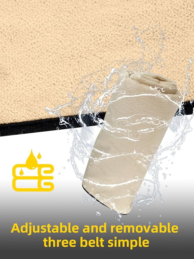 ZIMABLUE Towel Seat Cover - Waterproof Terry Cloth Front Seat Protector for Gym and Beach, Sweat-Absorbent, Non-Slip(Beige,1 Pack)