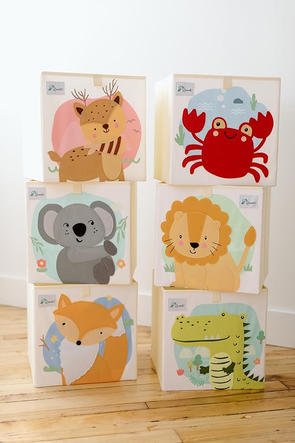 Queebi Koala Storage Cube- Organizer for Nursery, Playroom, Bedroom, Closet. Foldable Box 13x13x13 inches. Children's Toy Box, Diaper Caddy, Clothing Basket, Book Bin, Baby Essentials & Kids Gift