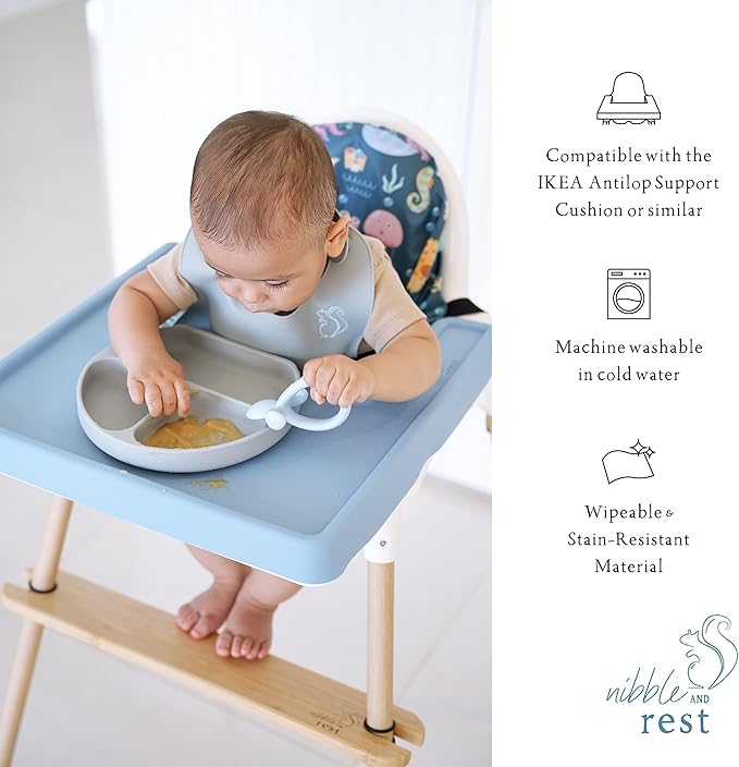 Nibble and Rest Highchair Insert Cover, Compatible for IKEA Antilop Highchair, High Chair Accessories Stain-Proof and Wipeable Insert Cover (Cushion NOT Included)(Dino Grey)