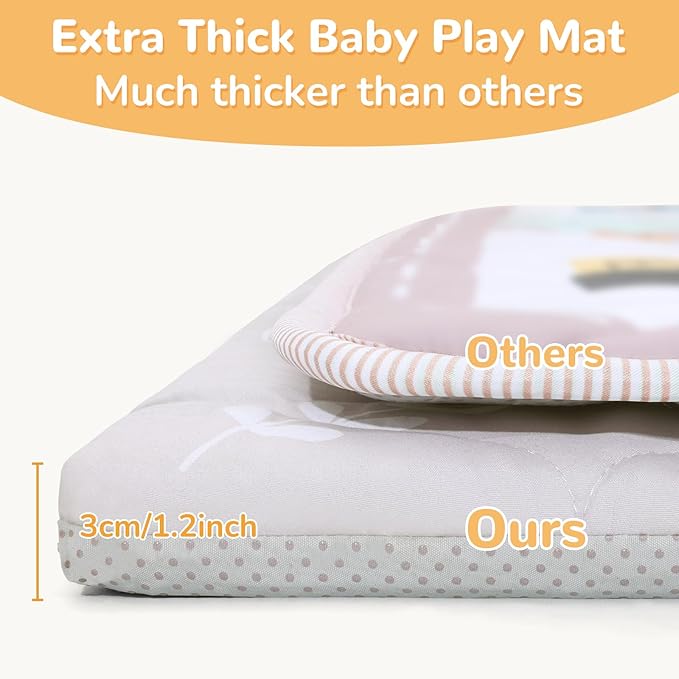 Baby Play Mat Toddler Playpen Mat 50 x 50 inch, Removable-Washable Cover,Extra Thick Foam Padding,Non-Slip Crawling Cushion for Infants, Toddlers & Babies Tummy Playing Time