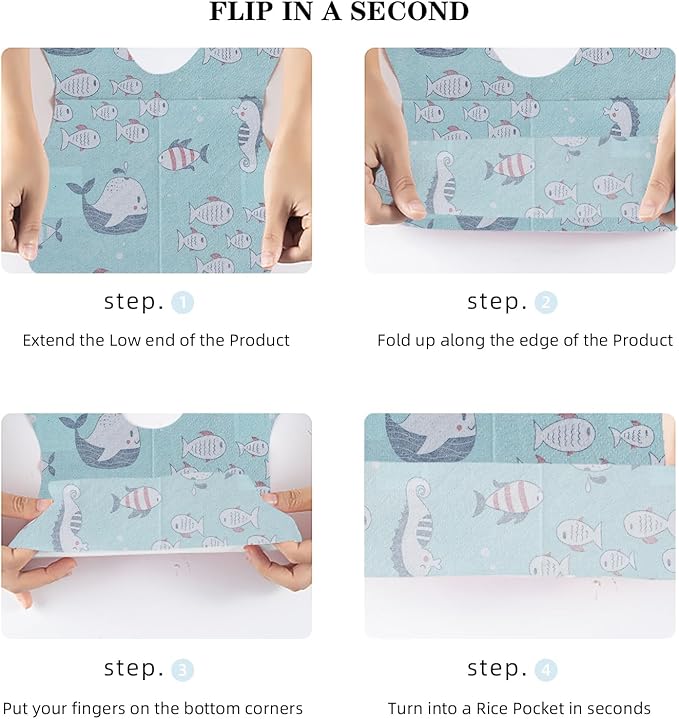 Baby Disposable Bibs Travel Feeding Bib 25pcs - Leakproof Liner, Food Catcher Pocket for 6-18 Months Babies Toddlers